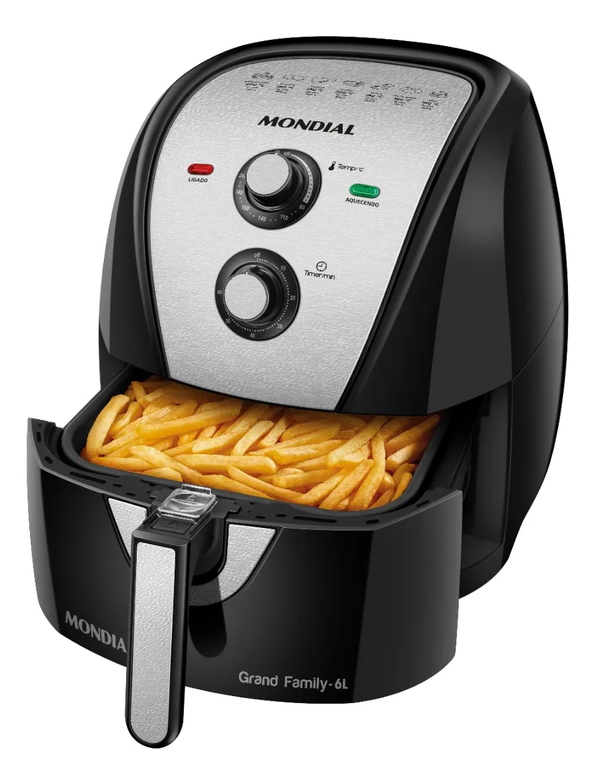 Fritadeira Sem Óleo Air Fryer 6l Mondial Afn-60-Bi 1900w Preto/inox