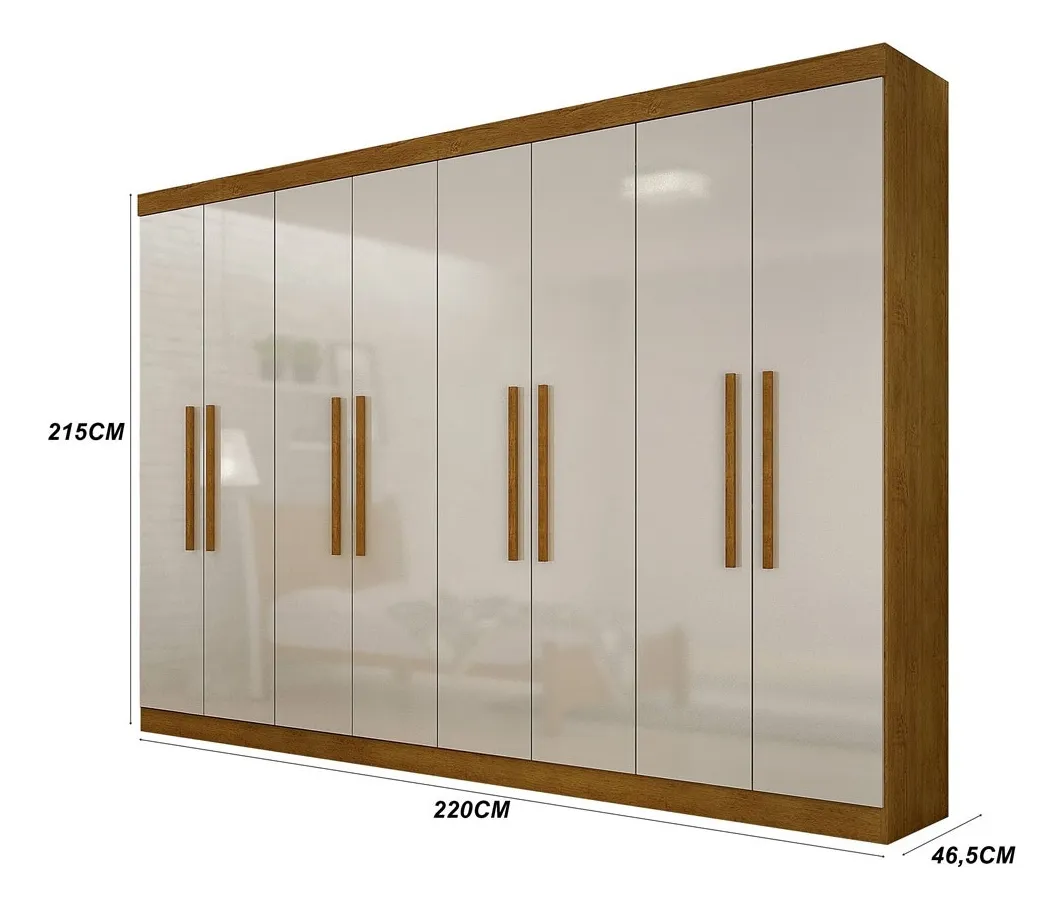 Rufato Guarda Roupa Casal Hera 8 Portas 100% MDF Moderna Mobília