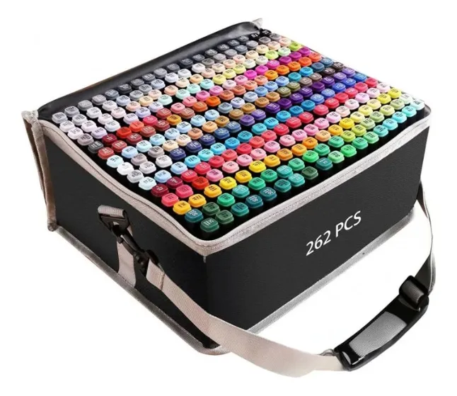 Maleta De Canetinhas Hidrográfica 262 Cores + 3 Livrinhos Para Colorir Kit