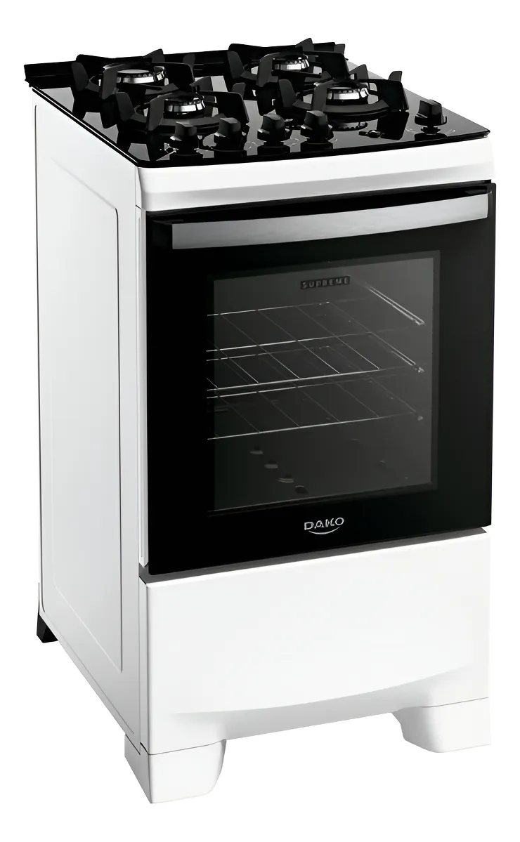 Fogão 4 Bocas A Gás Dako Supreme Glass Mesa De Vidro Branco 110V/220V