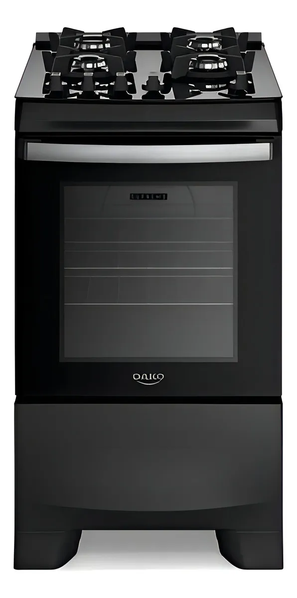 Fogão 4q Gás Dako Supreme Glass Preto Mesa De Vidro