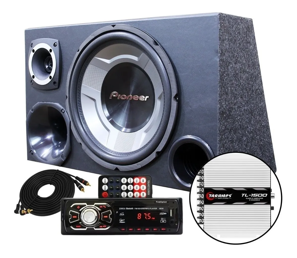 Kit Som Caixa Trio Sub Pioneer Aparelho Bluetooth Taramps