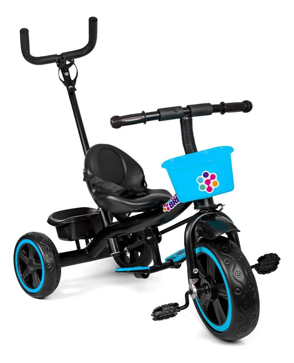 Triciclo Infantil Pedal 2 Em 1 Cesto E Haste Mega Compras Cor Azul