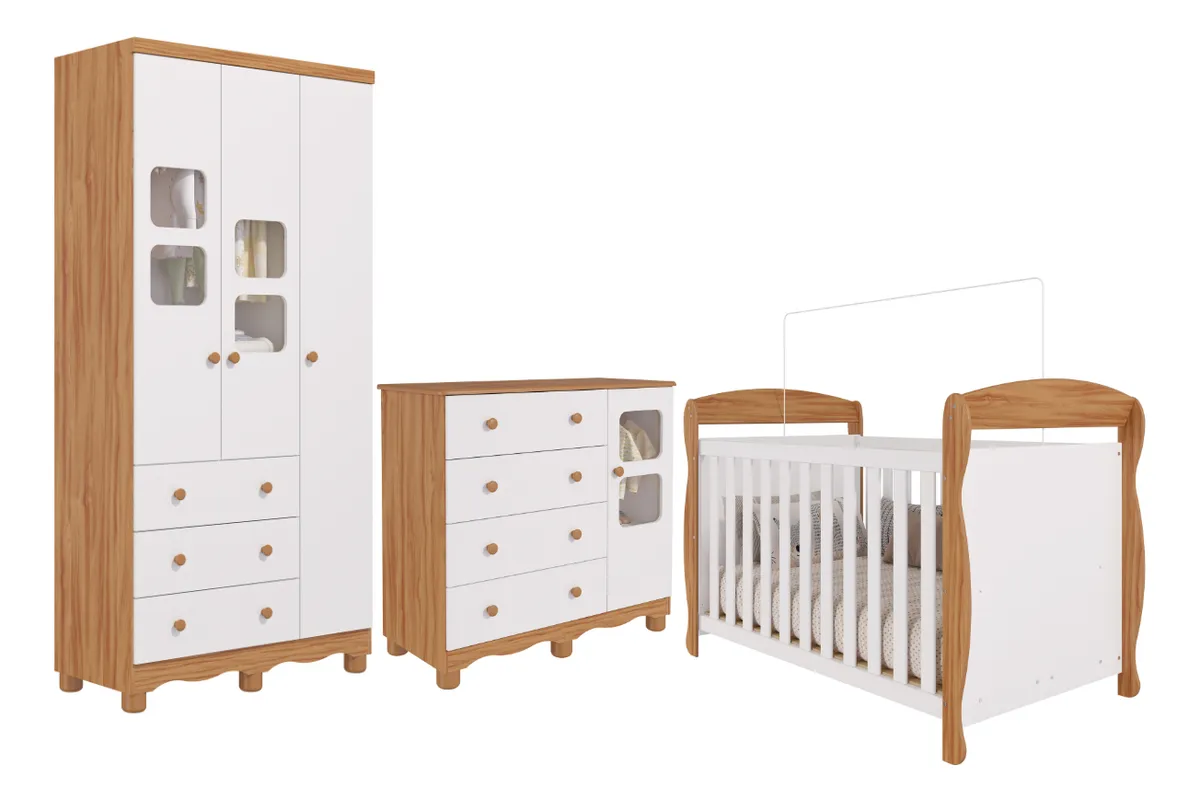 Quarto Bebê Berço Americano Marquesa Guarda Roupa Cômoda Uli