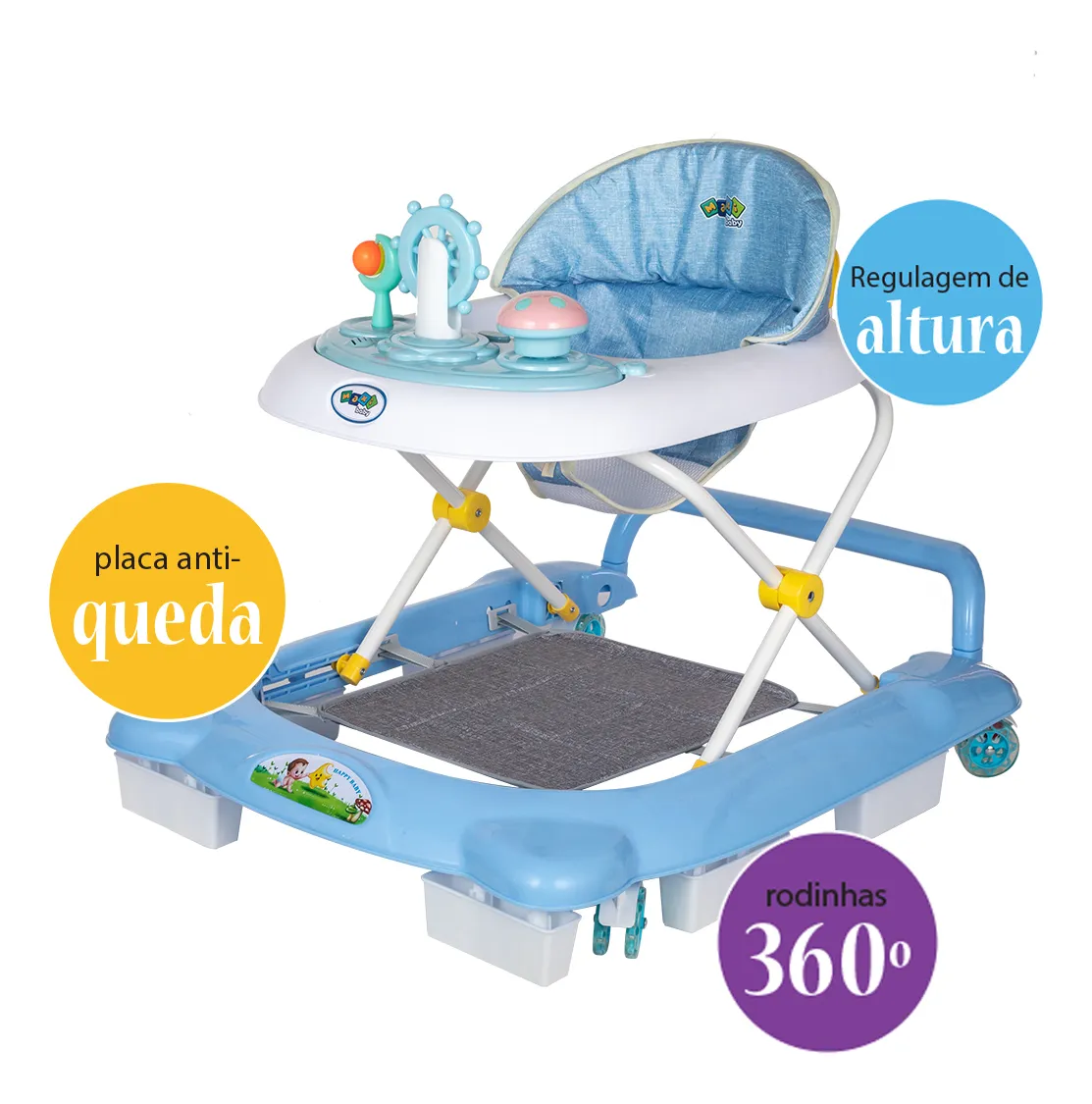 Andador Infantil Musical Para Bebê La Bamba Maxi Baby Azul
