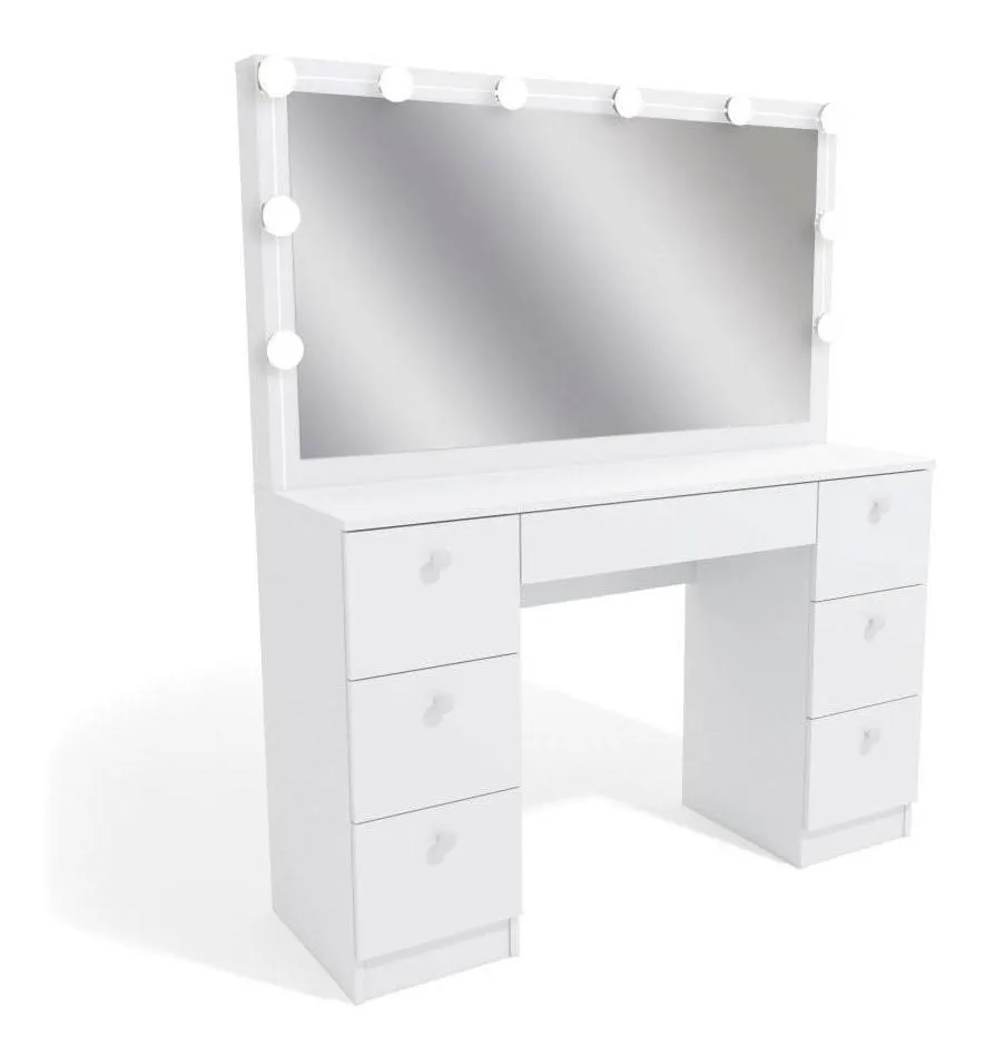 Penteadeira Ditália Pe80 com Kit Luz Branco Cor Branco