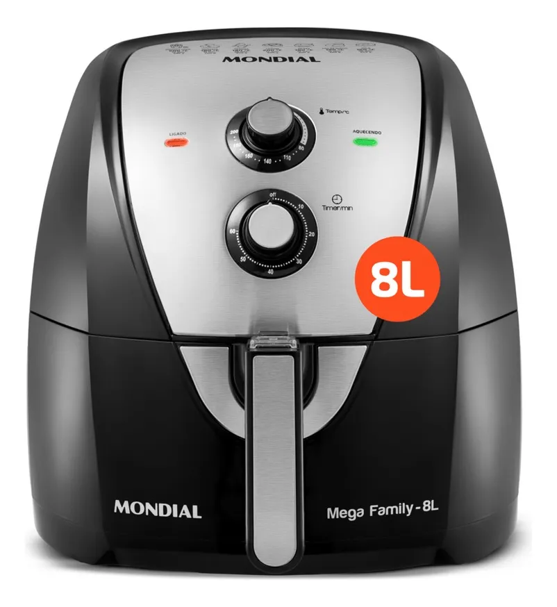 Fritadeira Sem Óleo Air Fryer 8L AFN-80-BI Mondial Preto/Inox 1900W