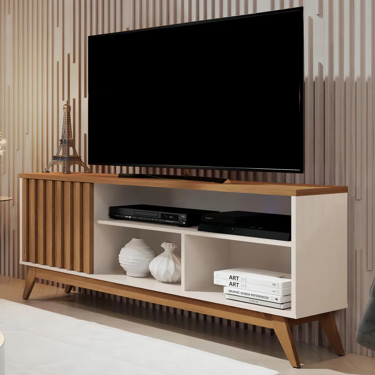 Rack Para Tv Até 55 Polegadas Malbec Wood Retrô 1 Porta